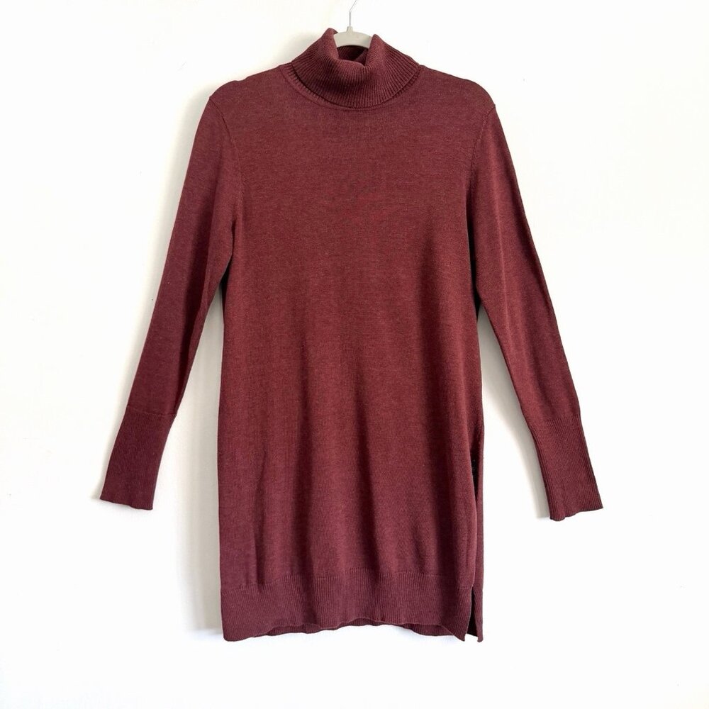 Peruvian Connection Long Sleeve Turtleneck Sweater Dress Red Burgundy Sz Medium